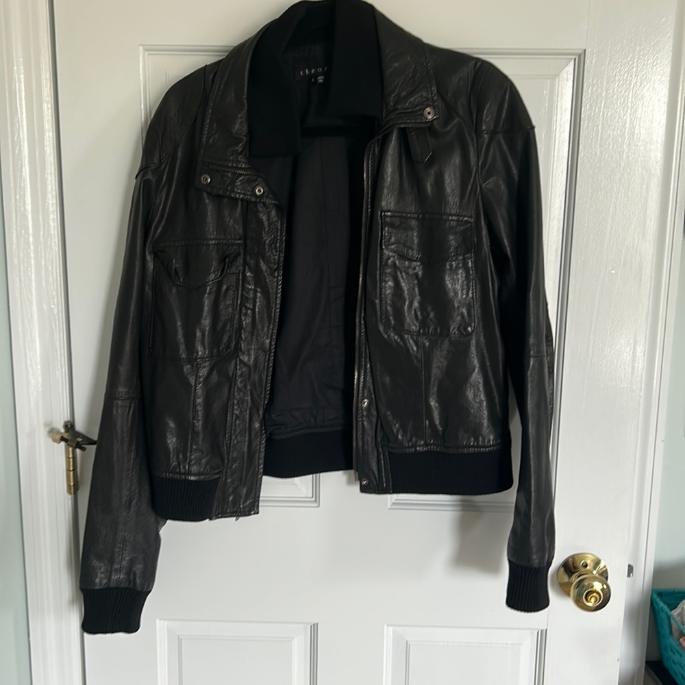 Theory black leather jacket
